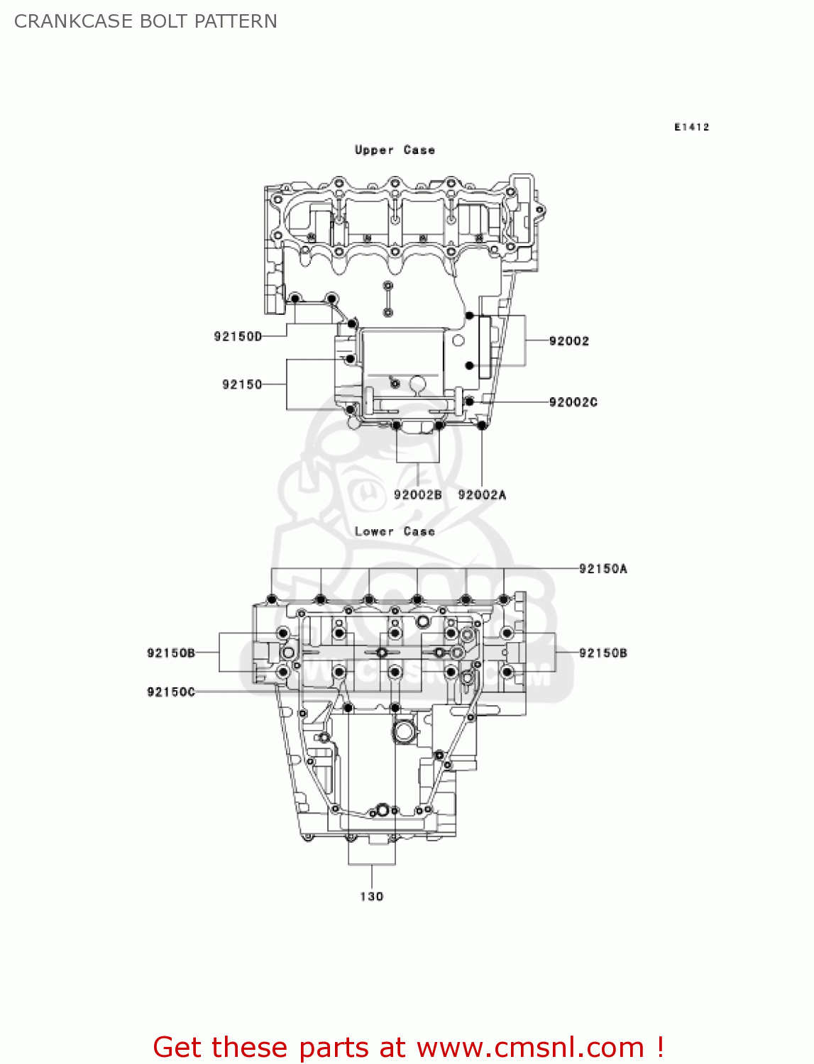 CRANKCASE BOLT PATTERN ZX600J2 NINJA ZX6R 2001 USA CALIFORNIA CANADA