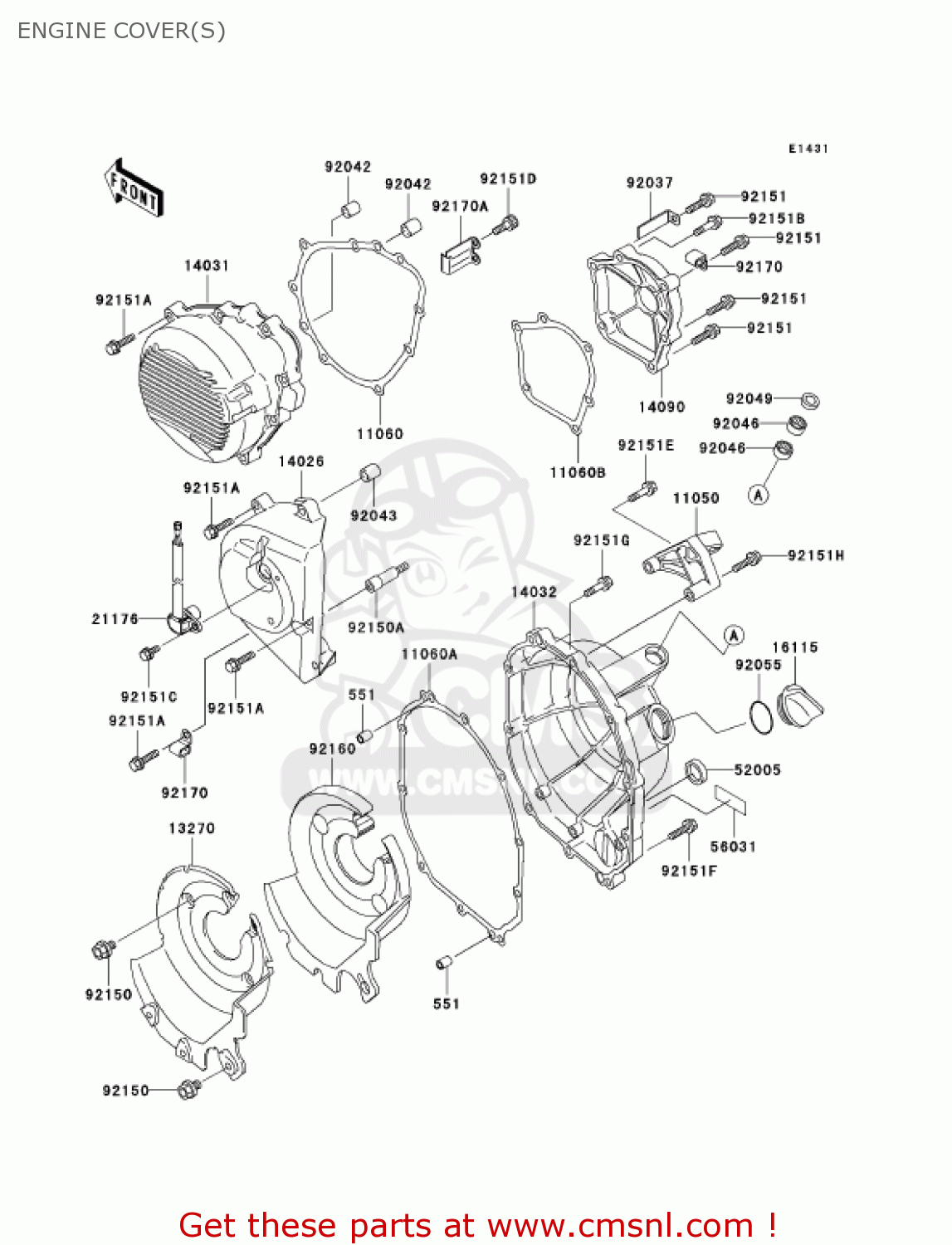 ENGINE COVER(S) ZX600J2 NINJA ZX6R 2001 USA CALIFORNIA CANADA