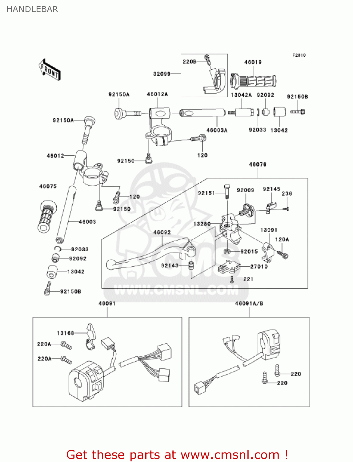 HANDLEBAR ZX600J2 NINJA ZX6R 2001 USA CALIFORNIA CANADA