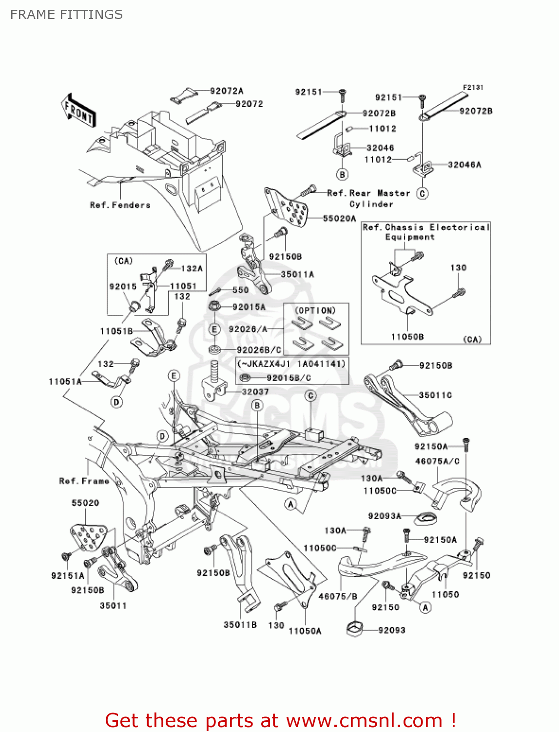 FRAME FITTINGS ZX600J2 NINJA ZX6R 2001 USA CALIFORNIA CANADA
