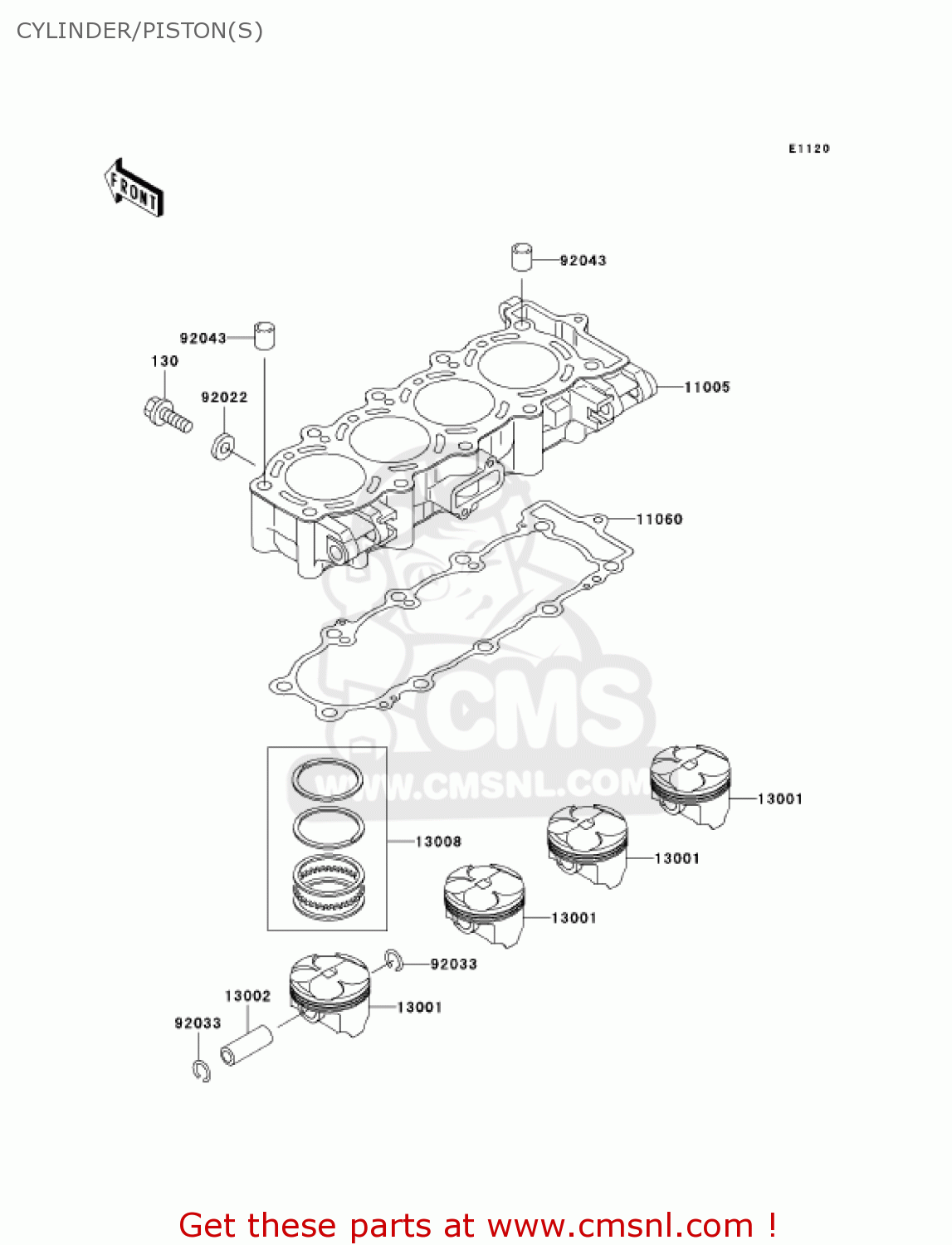 CYLINDER/PISTON(S) ZX600J2 NINJA ZX6R 2001 USA CALIFORNIA CANADA