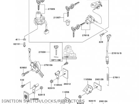 IGNITION SWITCH/LOCKS/REFLECTORS - ZX600J2 NINJA ZX6R 2001 USA CALIFORNIA CANADA