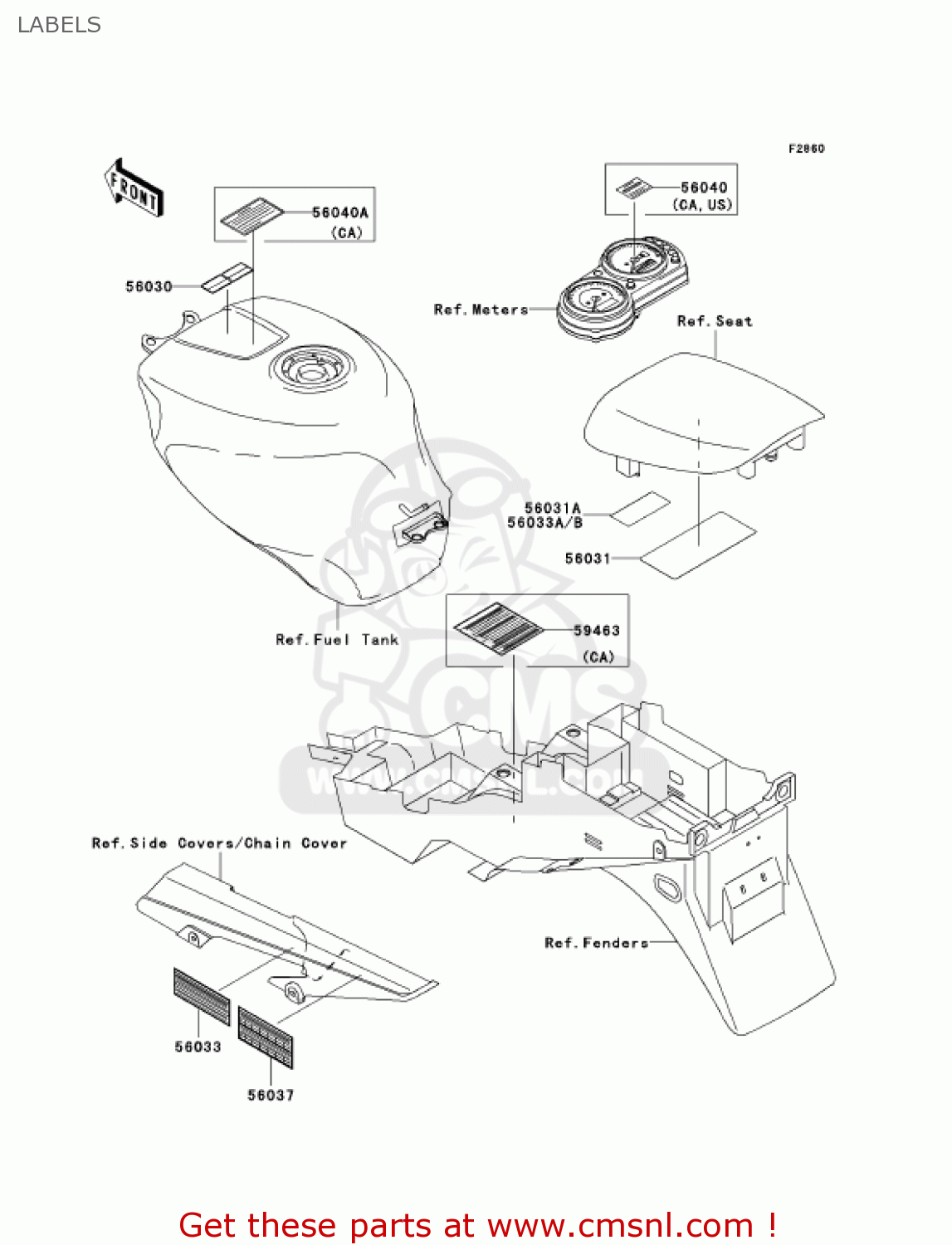 LABELS ZX600J3 NINJA ZX6R 2002 USA CALIFORNIA CANADA