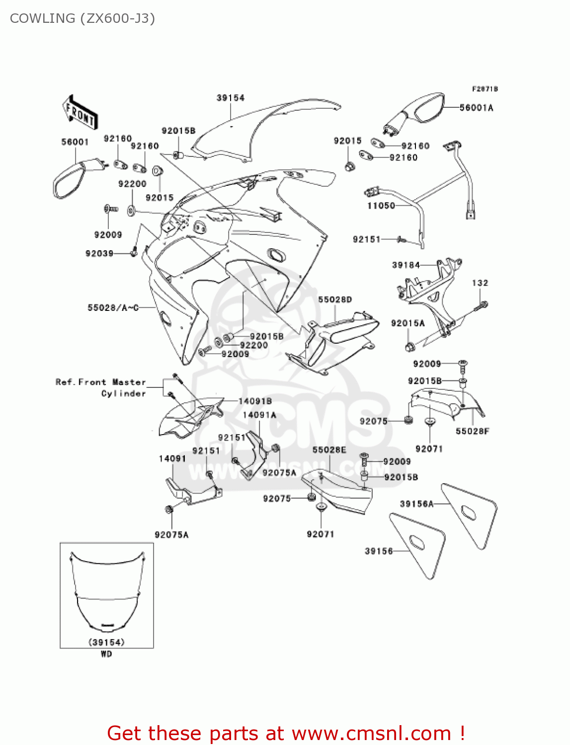 COWLING (ZX600-J3) ZX600J3 NINJA ZX6R 2002 USA CALIFORNIA CANADA