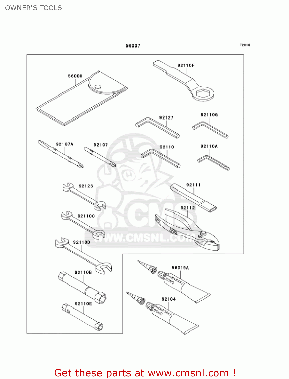OWNER'S TOOLS ZX600J3 NINJA ZX6R 2002 USA CALIFORNIA CANADA