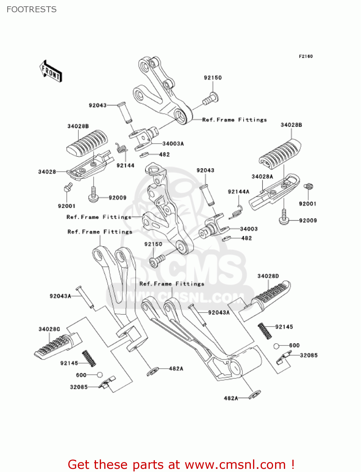 FOOTRESTS ZX600J3 NINJA ZX6R 2002 USA CALIFORNIA CANADA