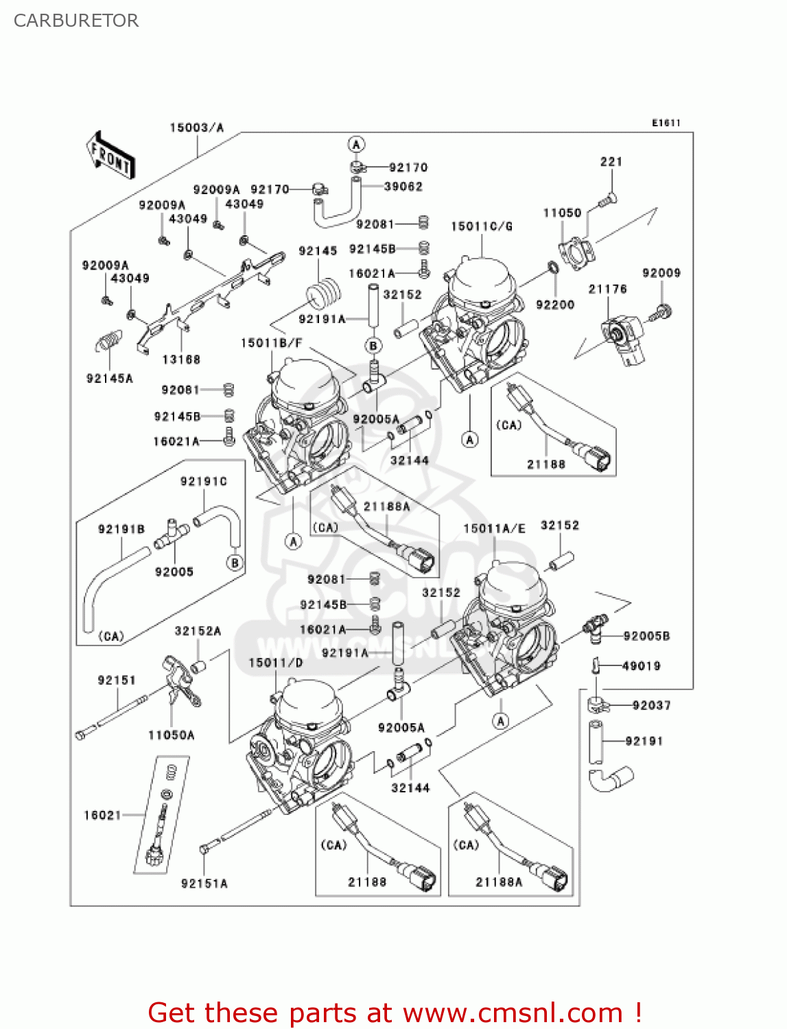 CARBURETOR ZX600J3 NINJA ZX6R 2002 USA CALIFORNIA CANADA