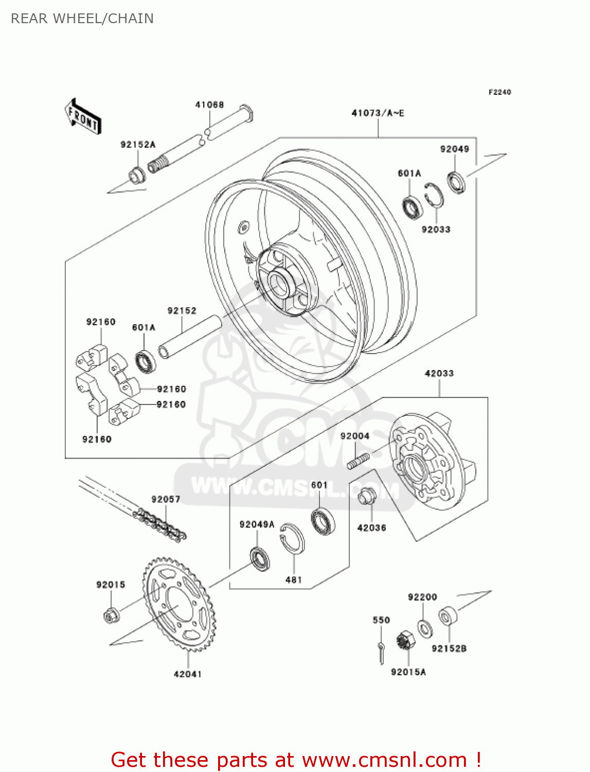 REAR WHEEL/CHAIN ZX600J3 NINJA ZX6R 2002 USA CALIFORNIA CANADA
