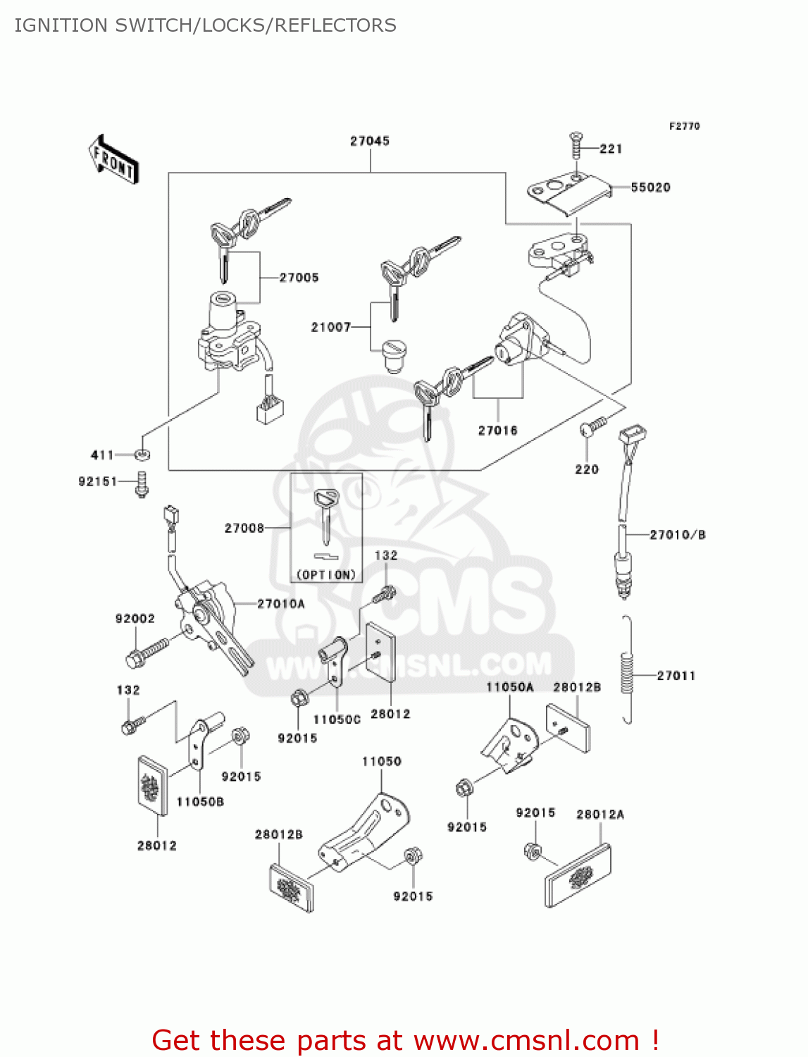 IGNITION SWITCH/LOCKS/REFLECTORS ZX600J3 NINJA ZX6R 2002 USA CALIFORNIA CANADA