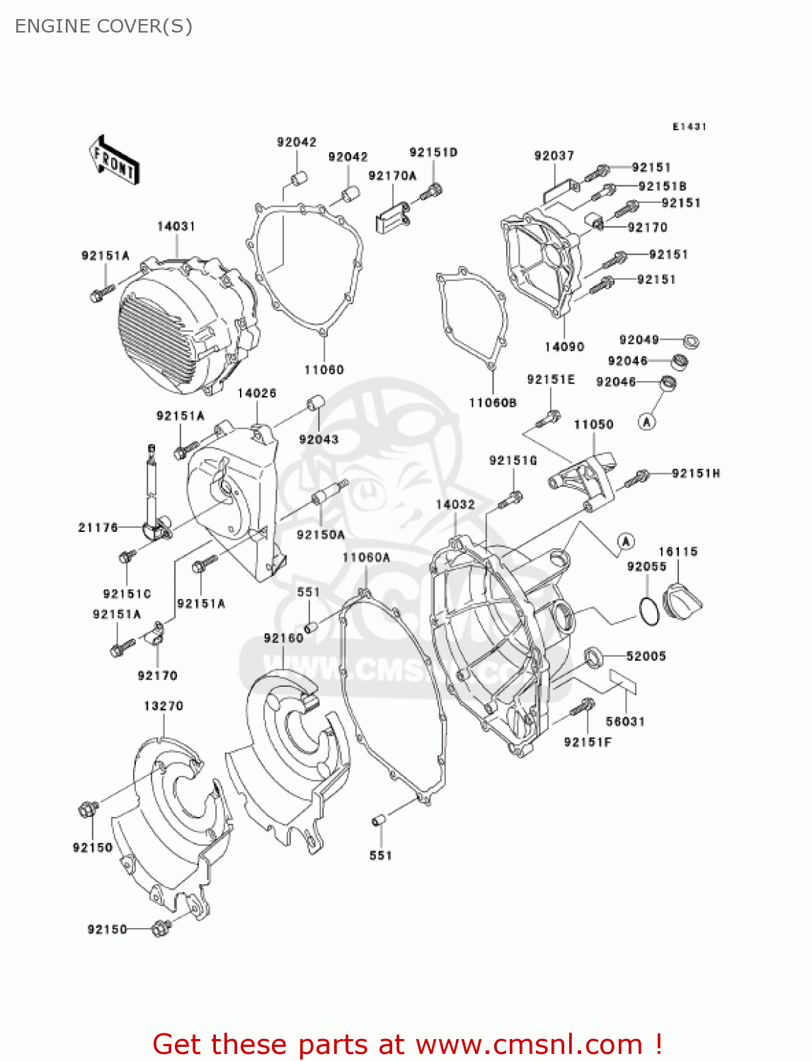 ENGINE COVER(S) ZX600J3 NINJA ZX6R 2002 USA CALIFORNIA CANADA