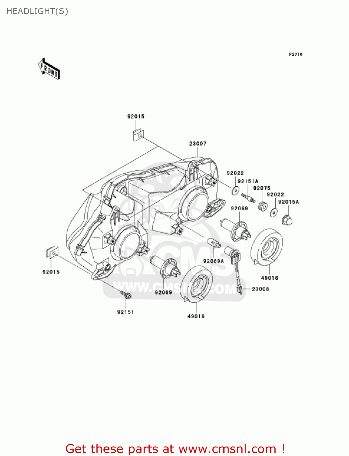 HEADLIGHT(S) ZX600J3 NINJA ZX6R 2002 USA CALIFORNIA CANADA