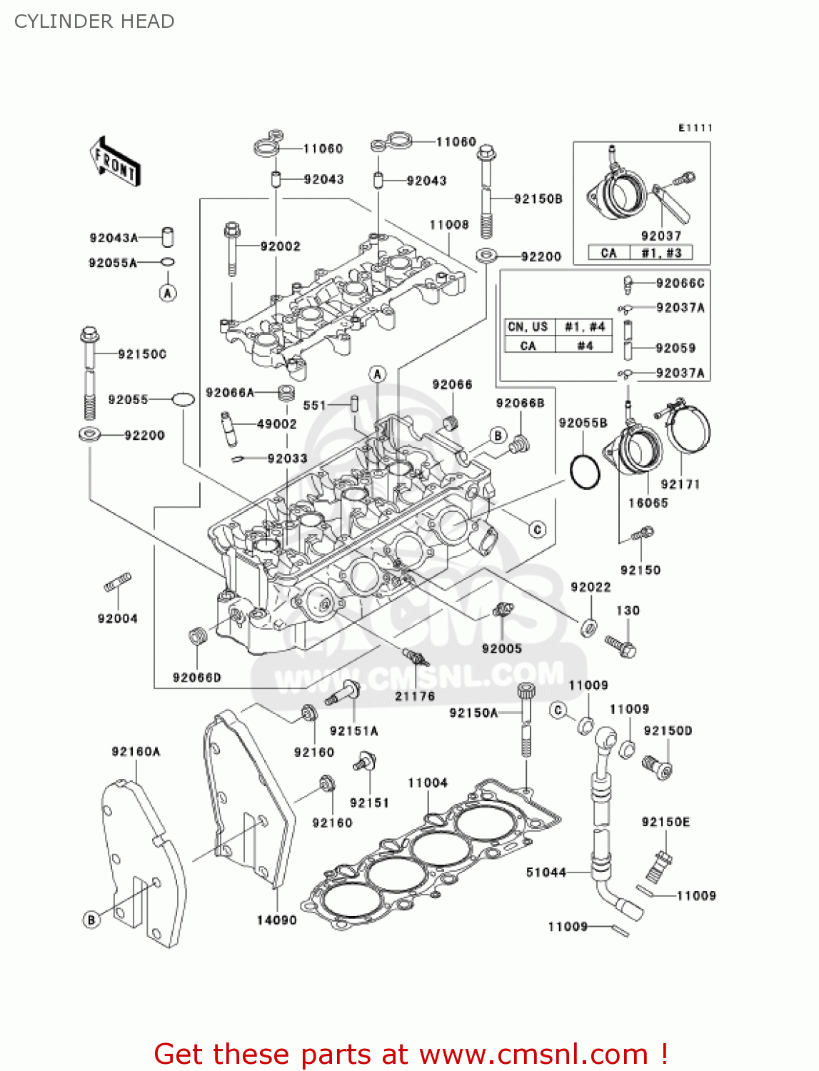 CYLINDER HEAD ZX600J3 NINJA ZX6R 2002 USA CALIFORNIA CANADA