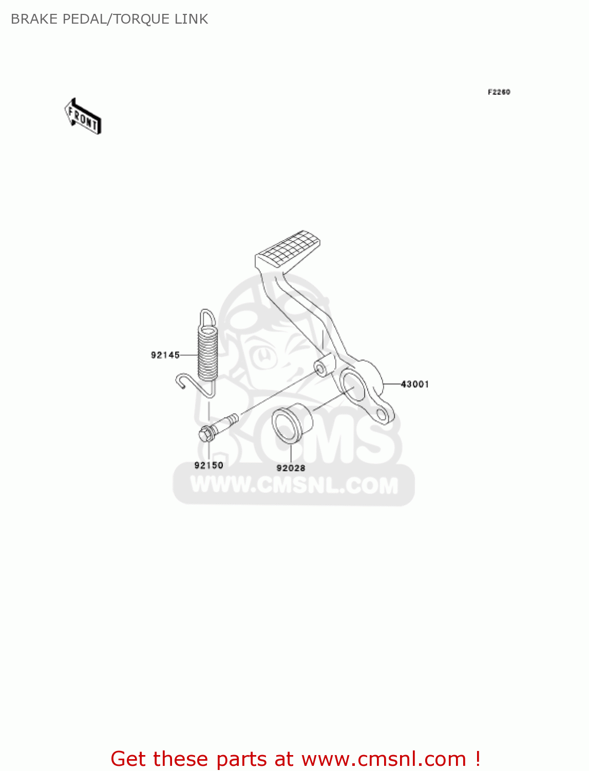 BRAKE PEDAL/TORQUE LINK ZX600J3 NINJA ZX6R 2002 USA CALIFORNIA CANADA