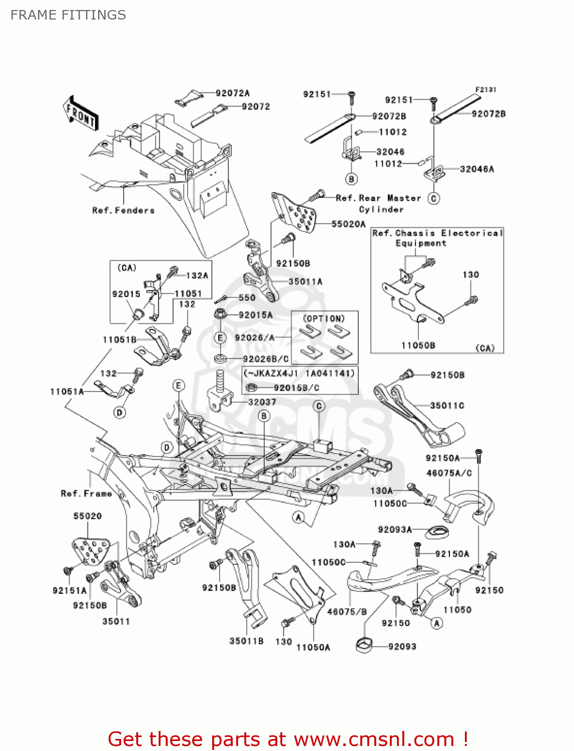 FRAME FITTINGS ZX600J3 NINJA ZX6R 2002 USA CALIFORNIA CANADA