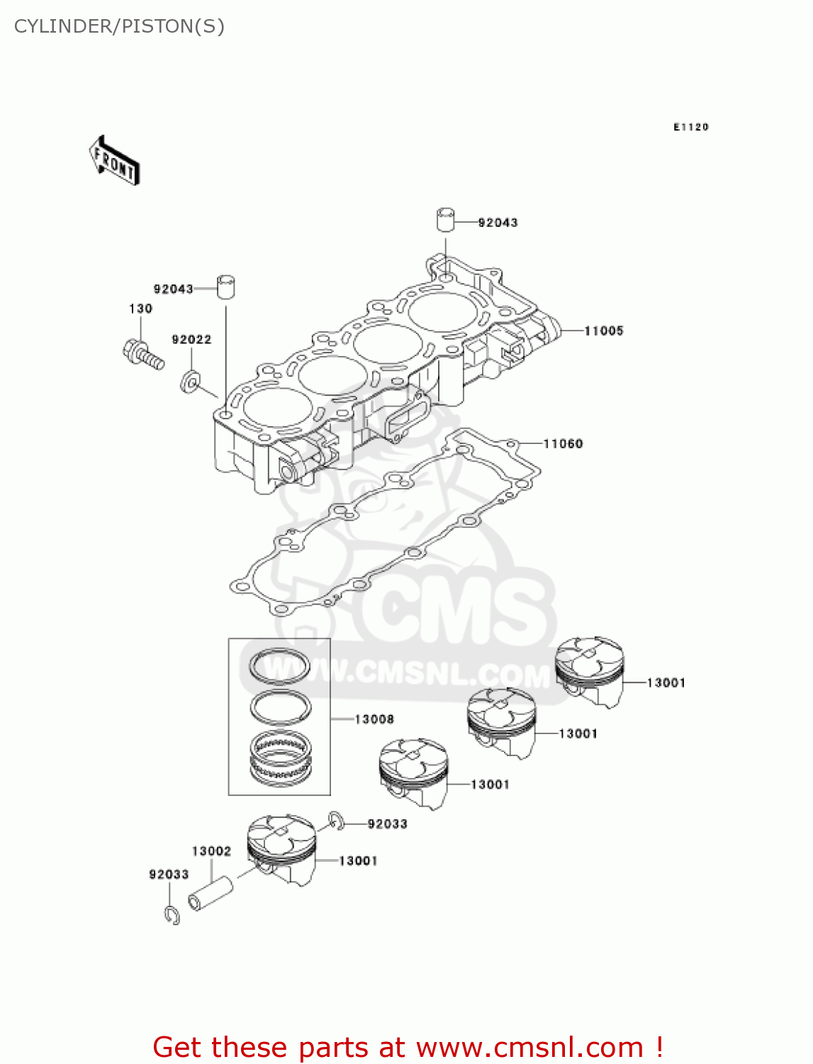 CYLINDER/PISTON(S) ZX600J3 NINJA ZX6R 2002 USA CALIFORNIA CANADA