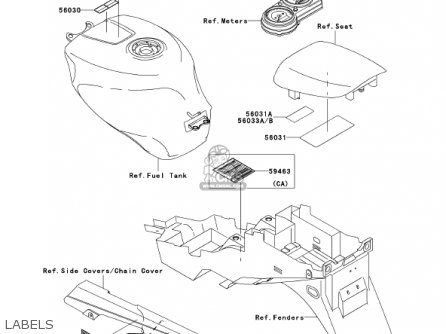 LABELS - ZX600J3 NINJA ZX6R 2002 USA CALIFORNIA CANADA