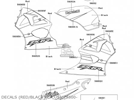 DECALS (RED/BLACK)(CA,US)(ZX600- - ZX600J3 NINJA ZX6R 2002 USA CALIFORNIA CANADA