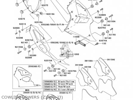 COWLING LOWERS (ZX600-J3) - ZX600J3 NINJA ZX6R 2002 USA CALIFORNIA CANADA