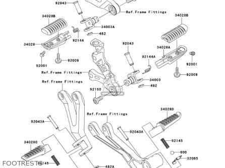 FOOTRESTS - ZX600J3 NINJA ZX6R 2002 USA CALIFORNIA CANADA
