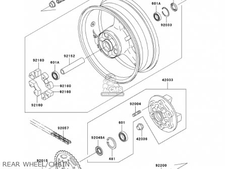 REAR WHEEL/CHAIN - ZX600J3 NINJA ZX6R 2002 USA CALIFORNIA CANADA