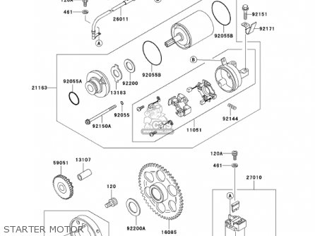 STARTER MOTOR - ZX600J3 NINJA ZX6R 2002 USA CALIFORNIA CANADA