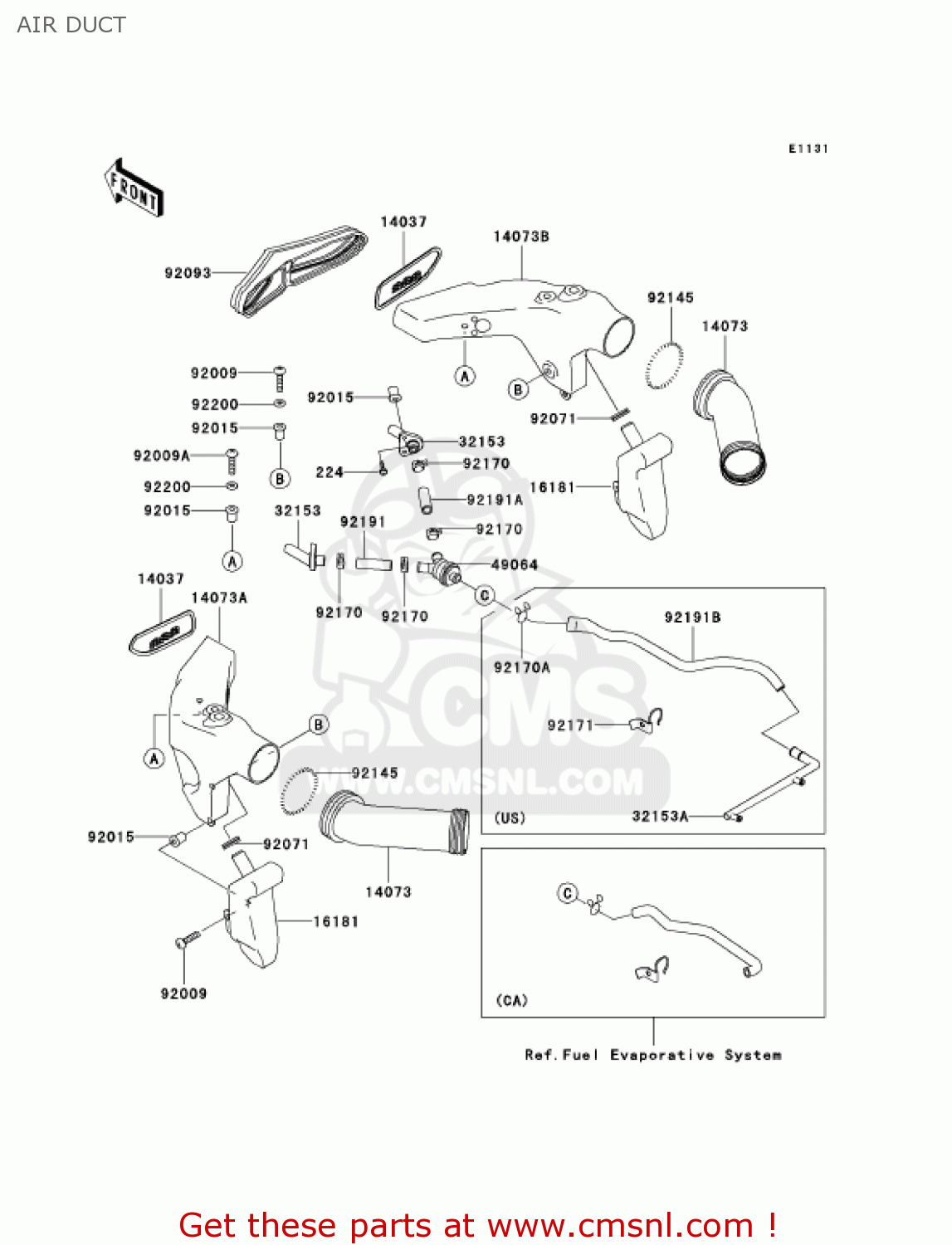 AIR DUCT ZX600J4 ZZR600 2005 USA CALIFORNIA