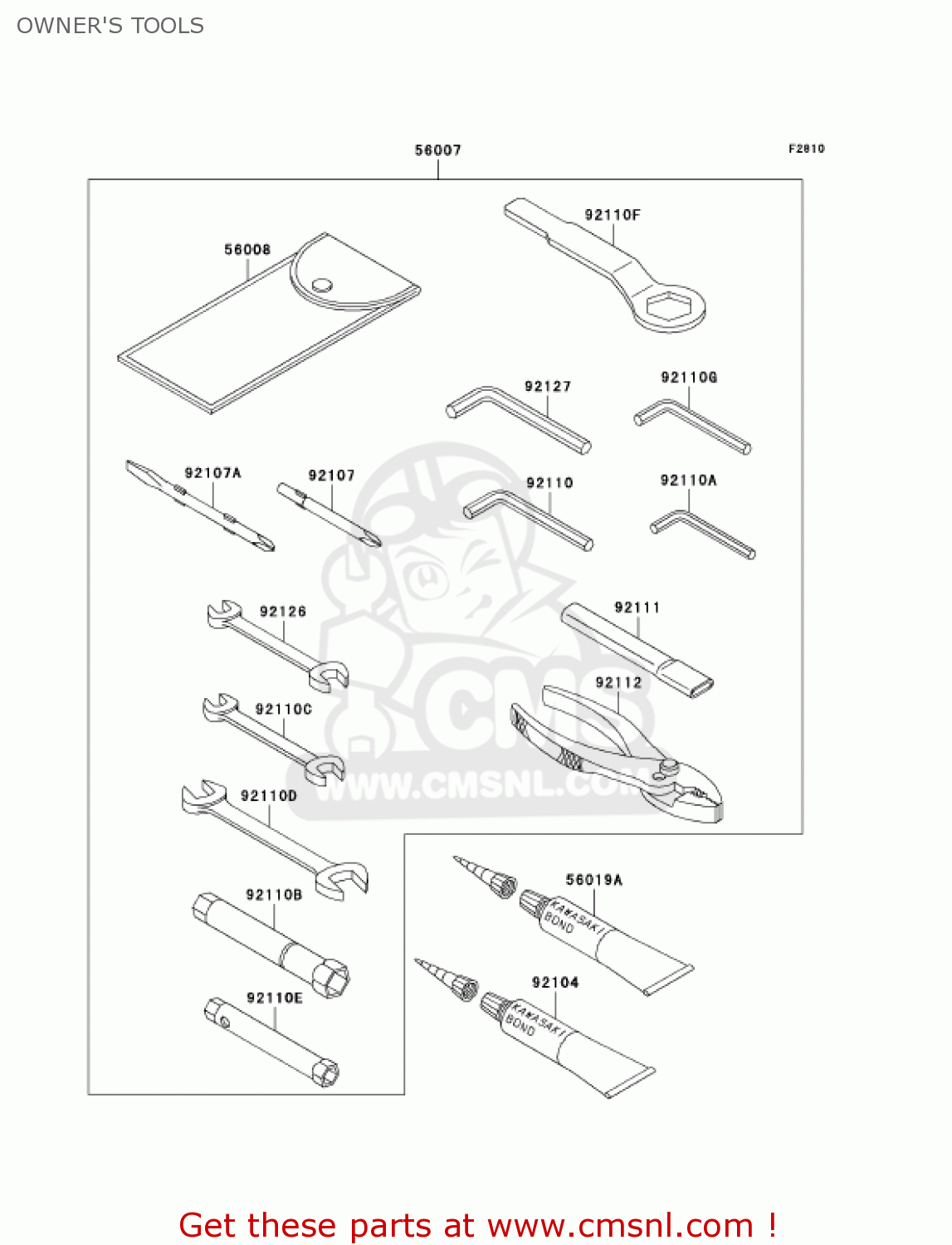 OWNER'S TOOLS ZX600J4 ZZR600 2005 USA CALIFORNIA