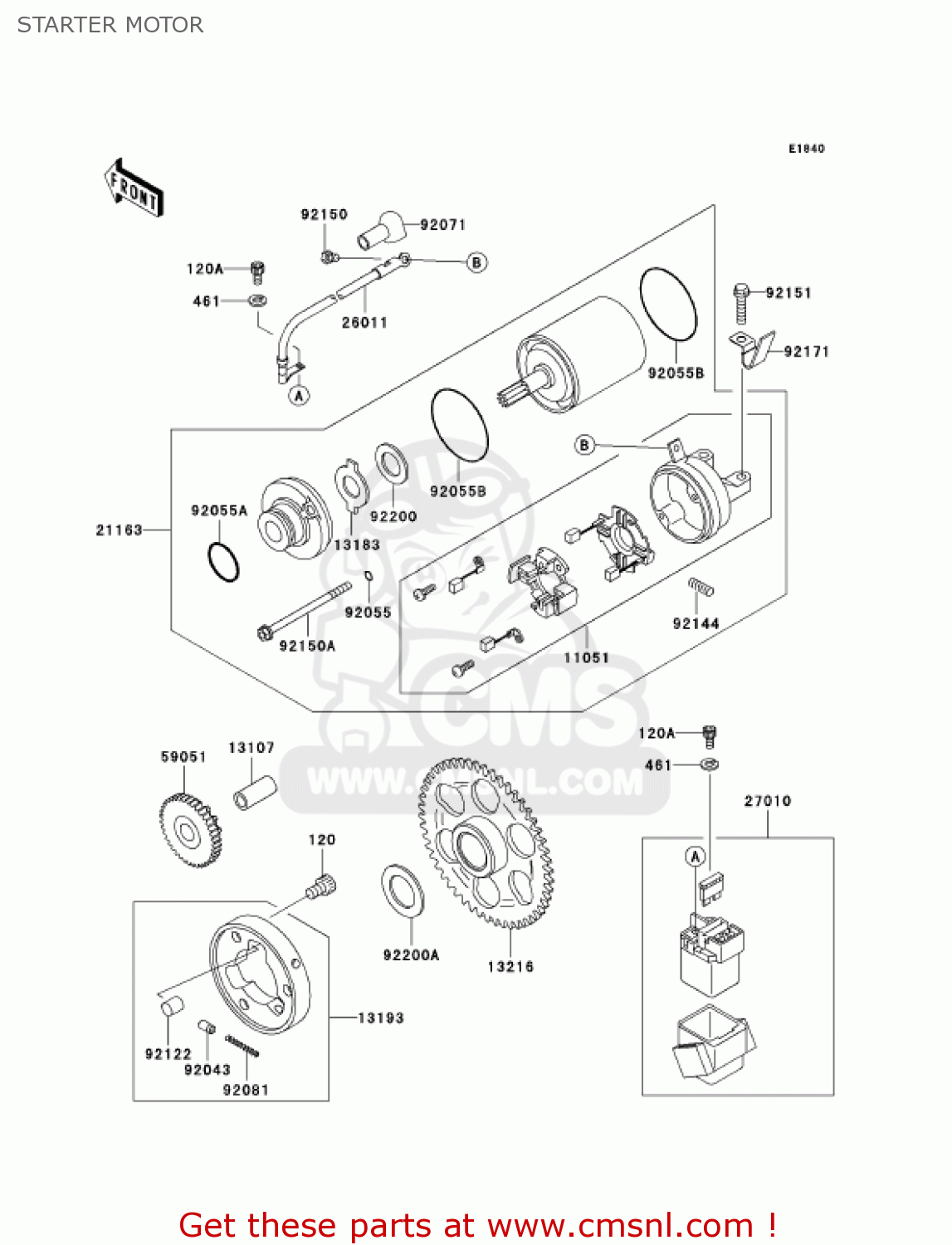 STARTER MOTOR ZX600J4 ZZR600 2005 USA CALIFORNIA