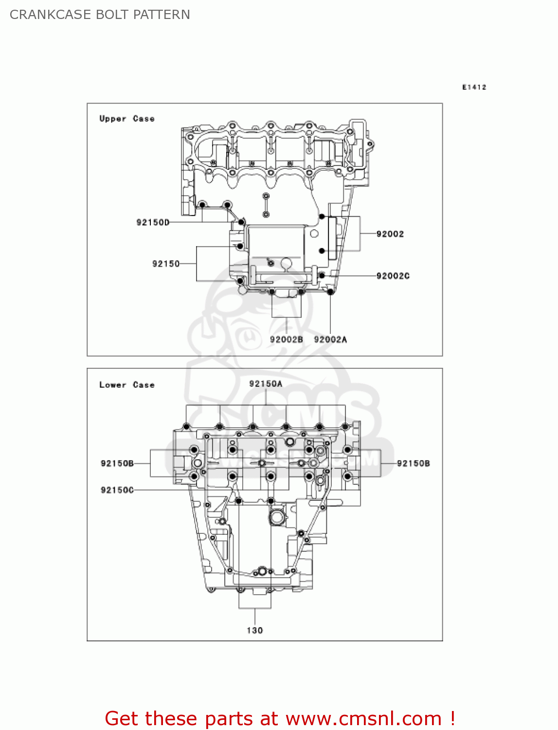 CRANKCASE BOLT PATTERN ZX600J4 ZZR600 2005 USA CALIFORNIA