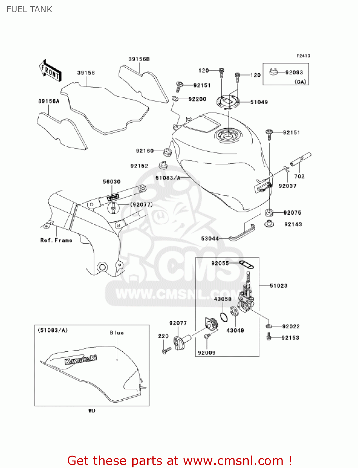 FUEL TANK ZX600J4 ZZR600 2005 USA CALIFORNIA