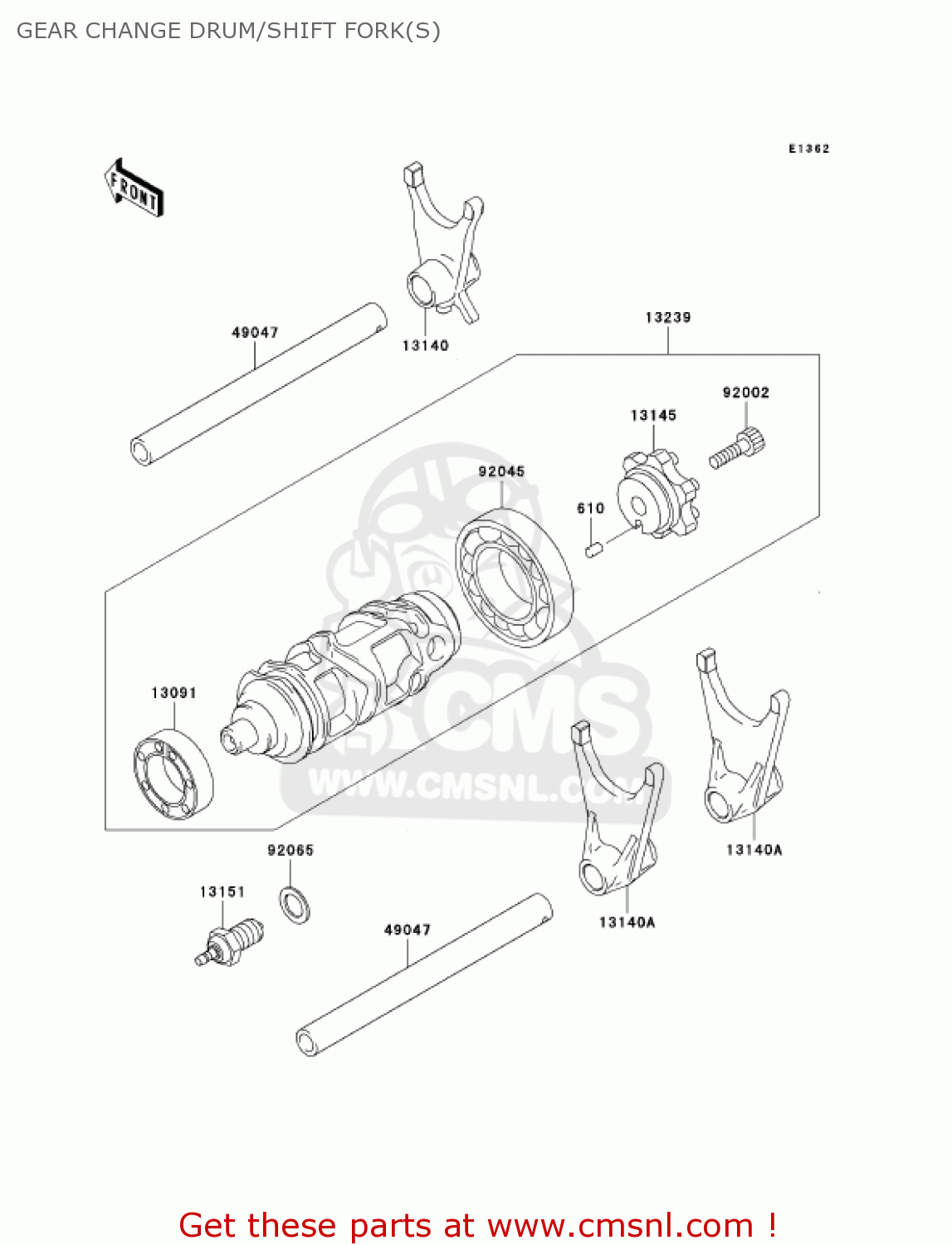 GEAR CHANGE DRUM/SHIFT FORK(S) ZX600J4 ZZR600 2005 USA CALIFORNIA