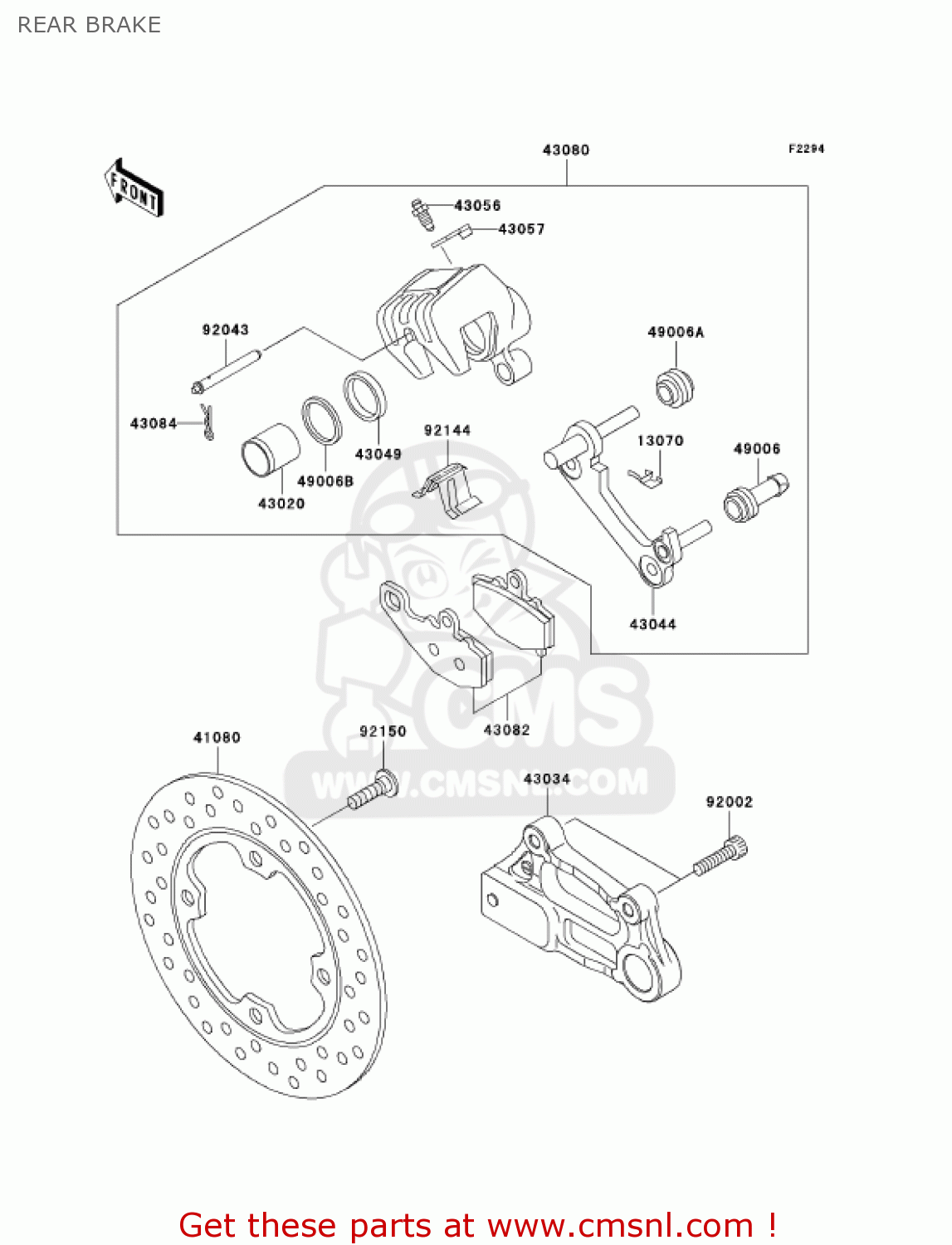 REAR BRAKE ZX600J4 ZZR600 2005 USA CALIFORNIA
