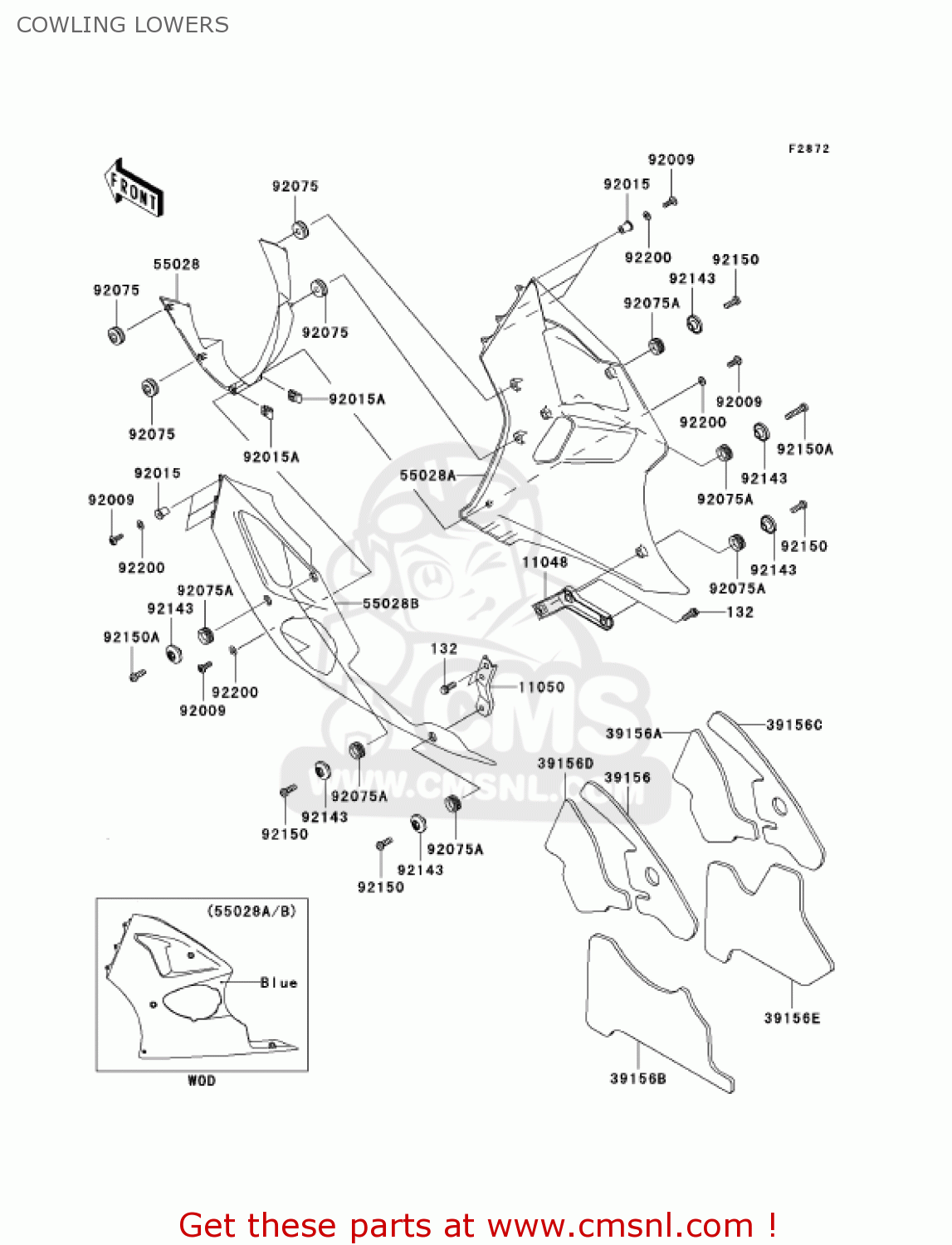 COWLING LOWERS ZX600J4 ZZR600 2005 USA CALIFORNIA