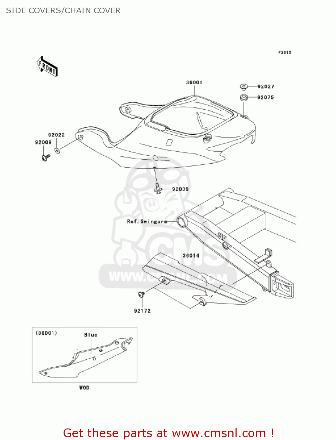 SIDE COVERS/CHAIN COVER ZX600J4 ZZR600 2005 USA CALIFORNIA