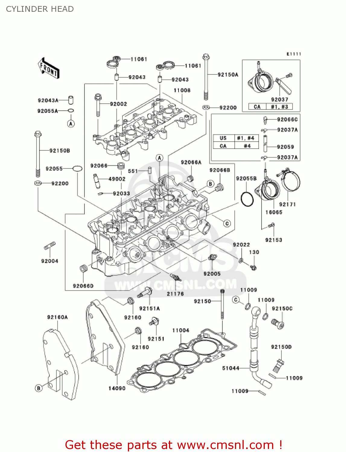 CYLINDER HEAD ZX600J4 ZZR600 2005 USA CALIFORNIA