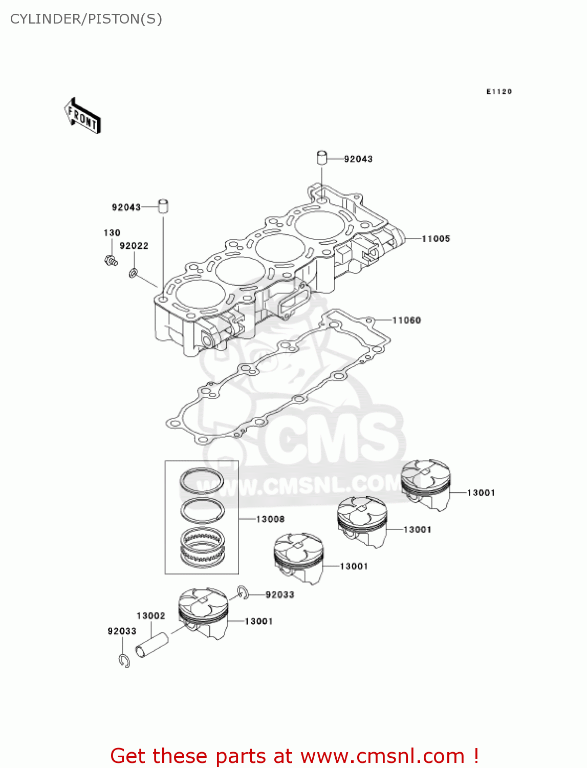 CYLINDER/PISTON(S) ZX600J4 ZZR600 2005 USA CALIFORNIA