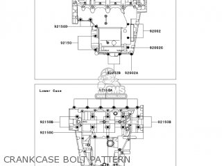 CRANKCASE BOLT PATTERN - ZX600J4 ZZR600 2005 USA CALIFORNIA