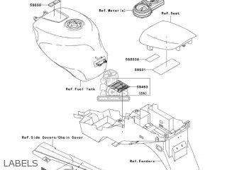 LABELS - ZX600J4 ZZR600 2005 USA CALIFORNIA