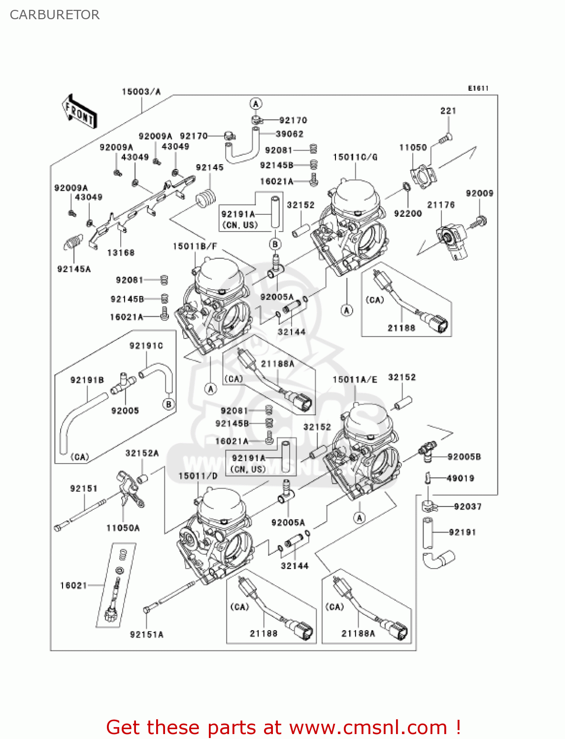 CARBURETOR ZX600J6F ZZR600 2006 USA CALIFORNIA CANADA
