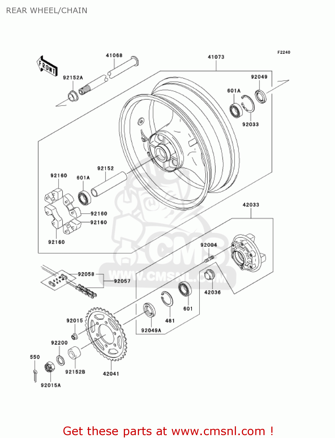REAR WHEEL/CHAIN ZX600J6F ZZR600 2006 USA CALIFORNIA CANADA