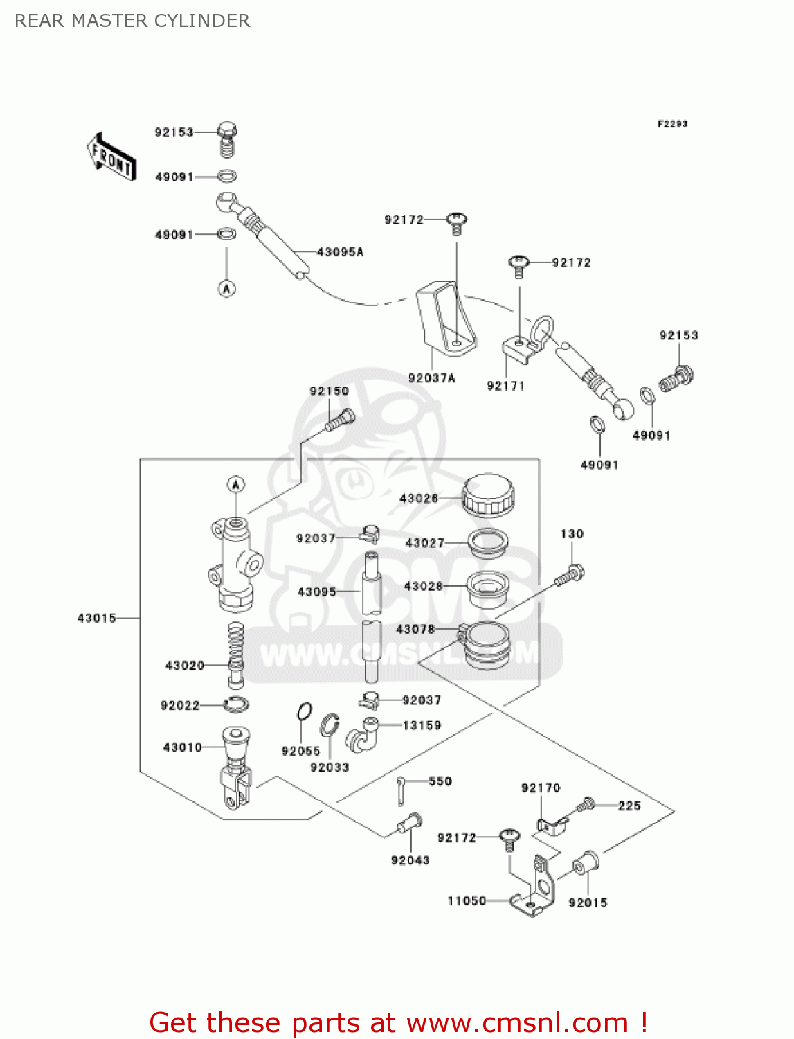 REAR MASTER CYLINDER ZX600J6F ZZR600 2006 USA CALIFORNIA CANADA