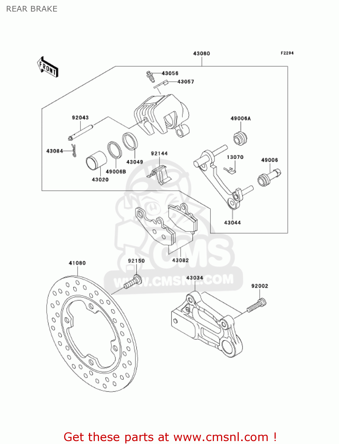 REAR BRAKE ZX600J6F ZZR600 2006 USA CALIFORNIA CANADA