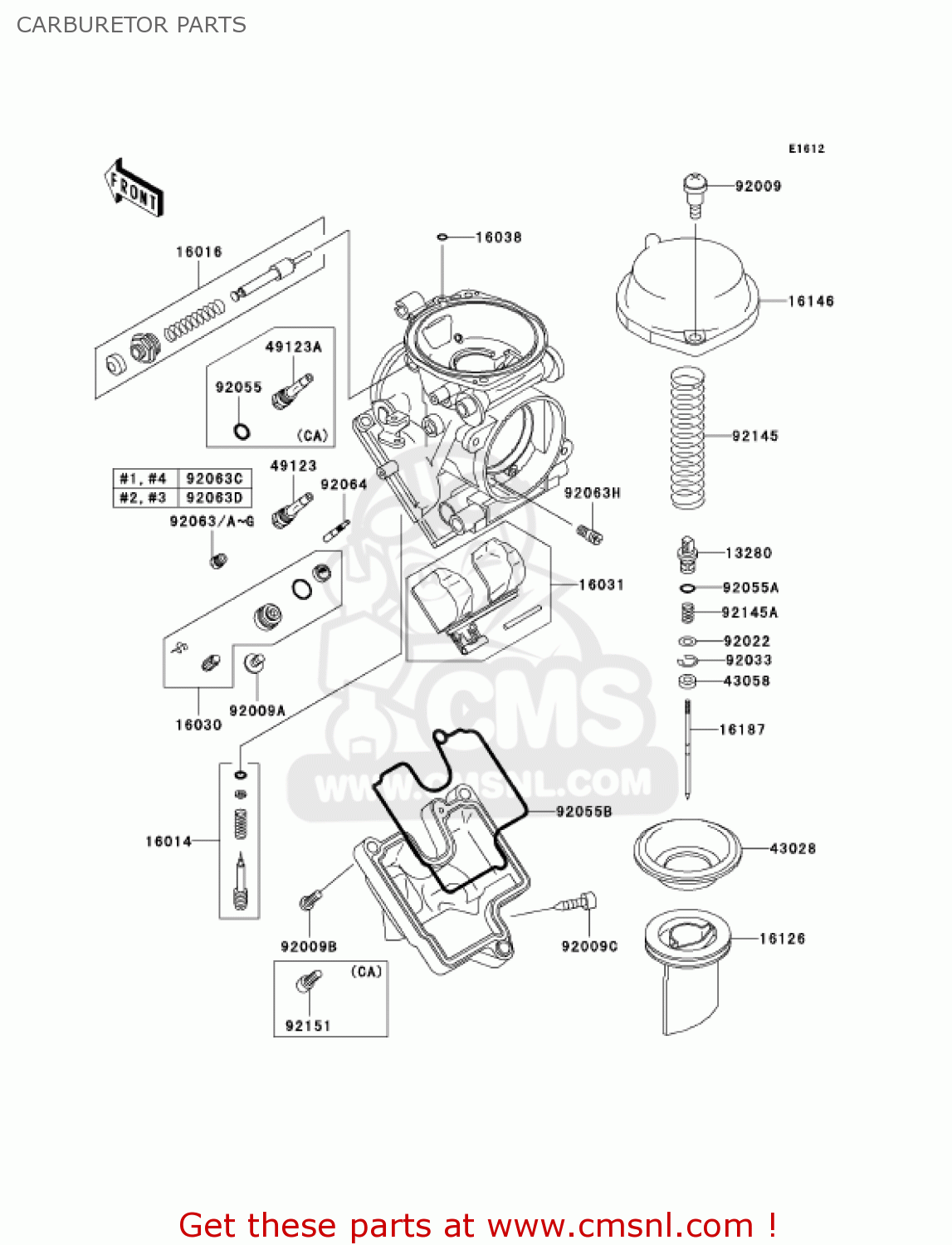 CARBURETOR PARTS ZX600J7F ZZR600 2007 USA CALIFORNIA CANADA