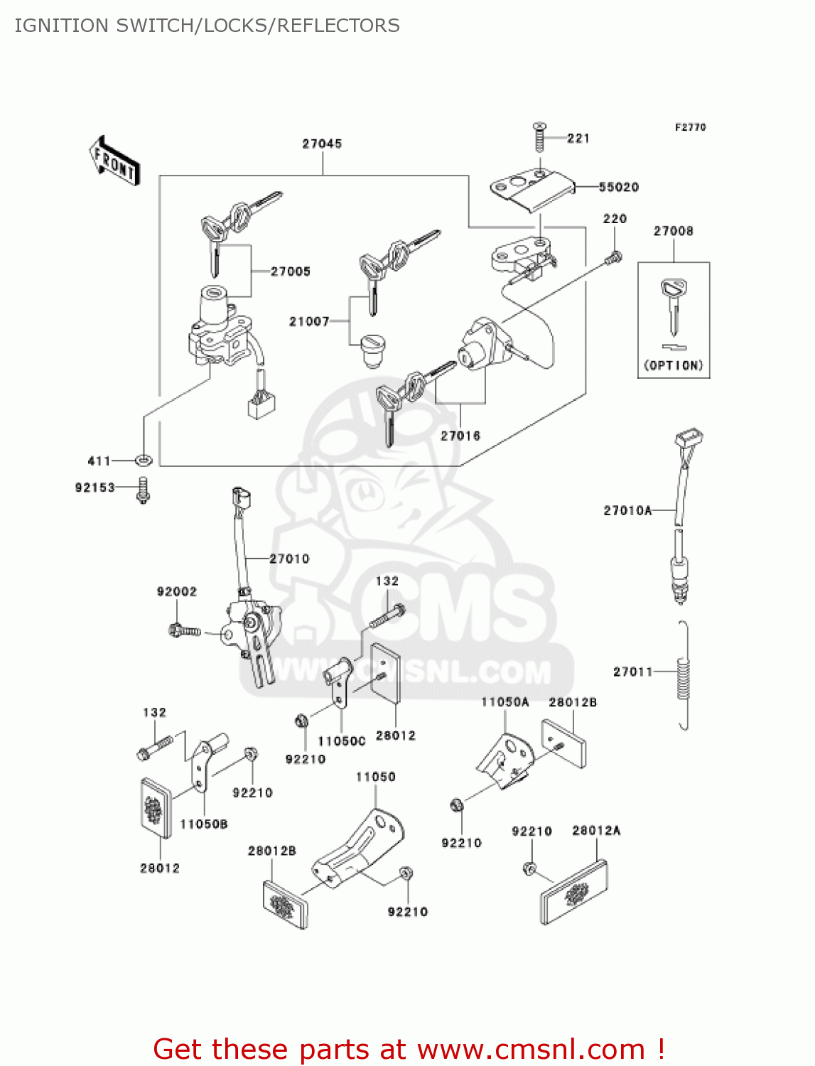 IGNITION SWITCH/LOCKS/REFLECTORS ZX600J7F ZZR600 2007 USA CALIFORNIA CANADA