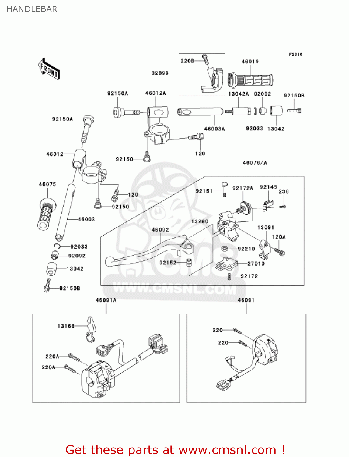 HANDLEBAR ZX600J7F ZZR600 2007 USA CALIFORNIA CANADA