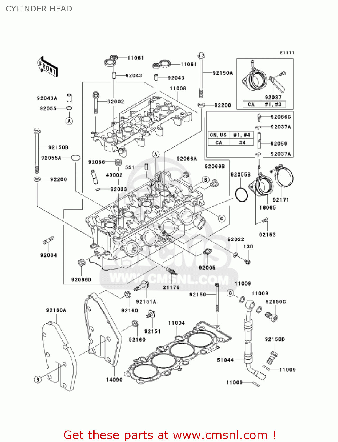 CYLINDER HEAD ZX600J7F ZZR600 2007 USA CALIFORNIA CANADA