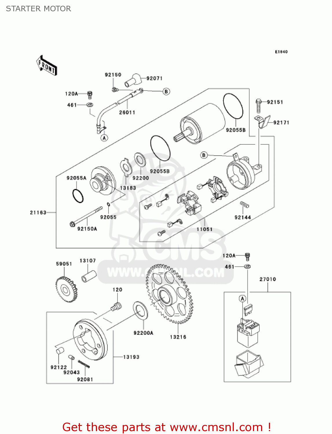 STARTER MOTOR ZX600J7F ZZR600 2007 USA CALIFORNIA CANADA