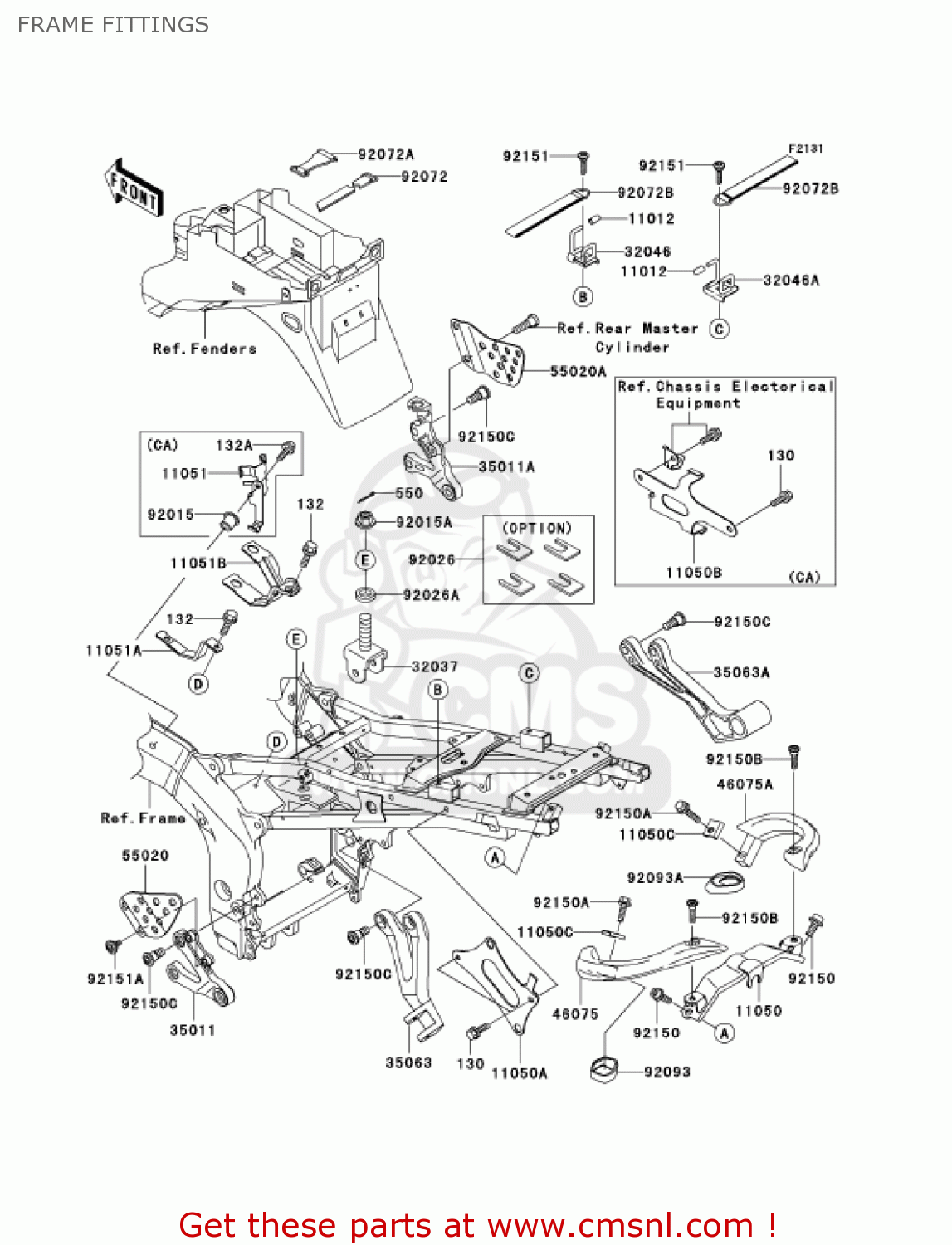 FRAME FITTINGS ZX600J7F ZZR600 2007 USA CALIFORNIA CANADA