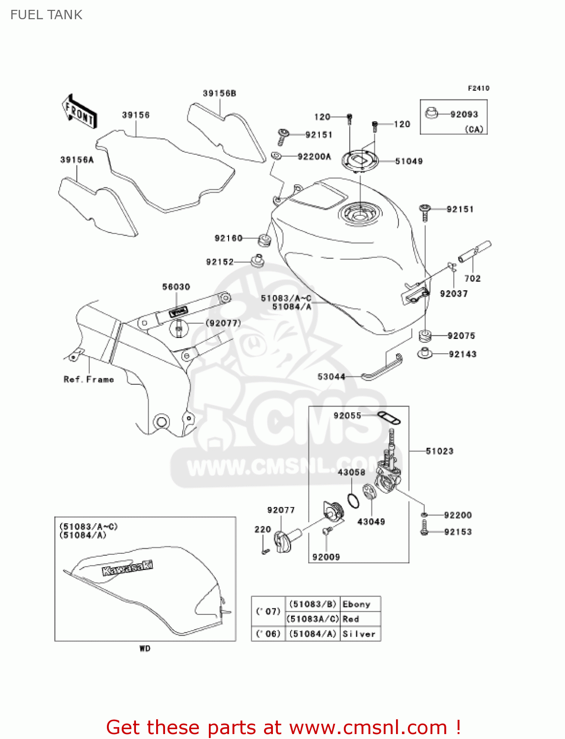 FUEL TANK ZX600J7F ZZR600 2007 USA CALIFORNIA CANADA