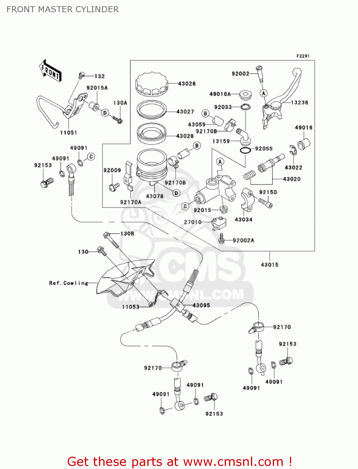 FRONT MASTER CYLINDER ZX600J7F ZZR600 2007 USA CALIFORNIA CANADA